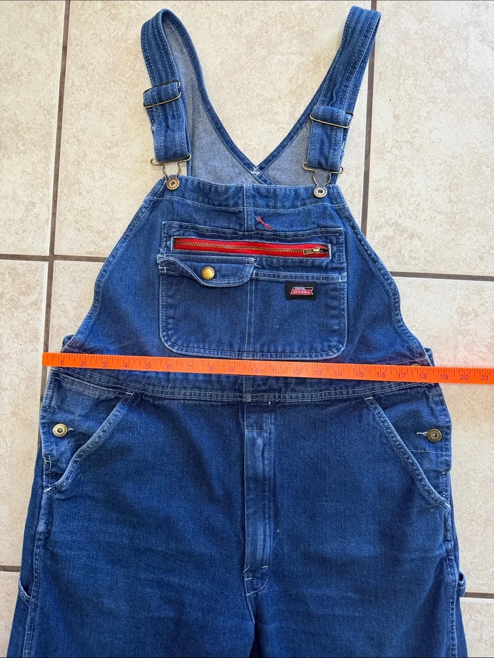 Dickies Men's Blue Relaxed Denim Overalls